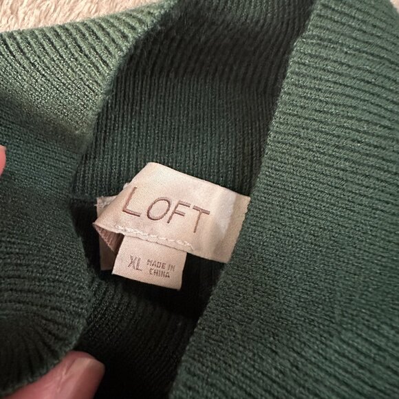 Ann Taylor LOFT Dark Green Mock Neck Sweater Dress XL Midi Maxi - Picture 7 of 7